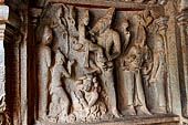 Mamallapuram - Tamil Nadu. The Varaha mandapa, panels of Vishnu in his third incarnation as a wild boar.
